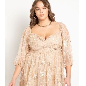 Eloquii Size 22 Ruched Bodice Novelty Sequin Dress